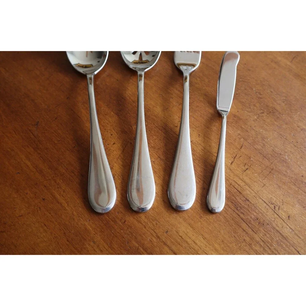 Lot Of 4 Oneida ICARUS Stainless Glossy Serving Utensil Spoons Made in Vietnam